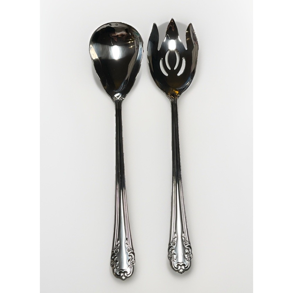 Reed & Barton Saville Garden Salad Serving Set Stainless Steel